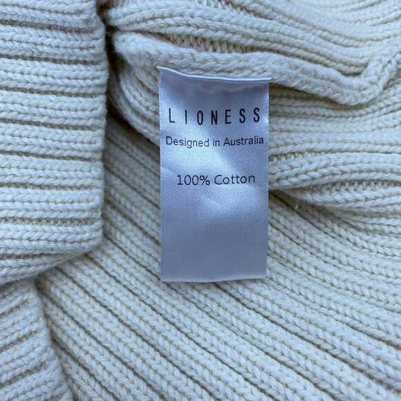 Lioness Cream Red Ribbed Collared Knit Sweater | XS Regular - Picture 4 of 6